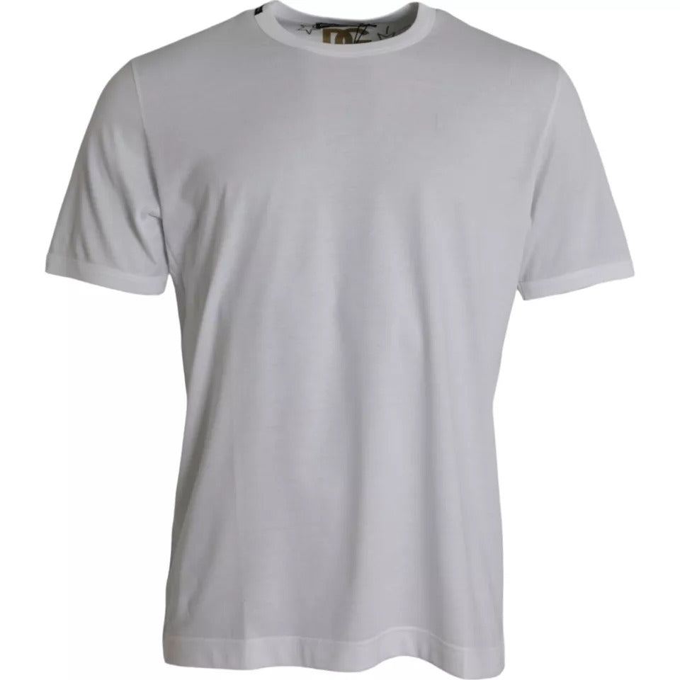 Dolce &amp;amp; Gabbana Vit bomulls-t-shirt med rund hals och korta ärmar