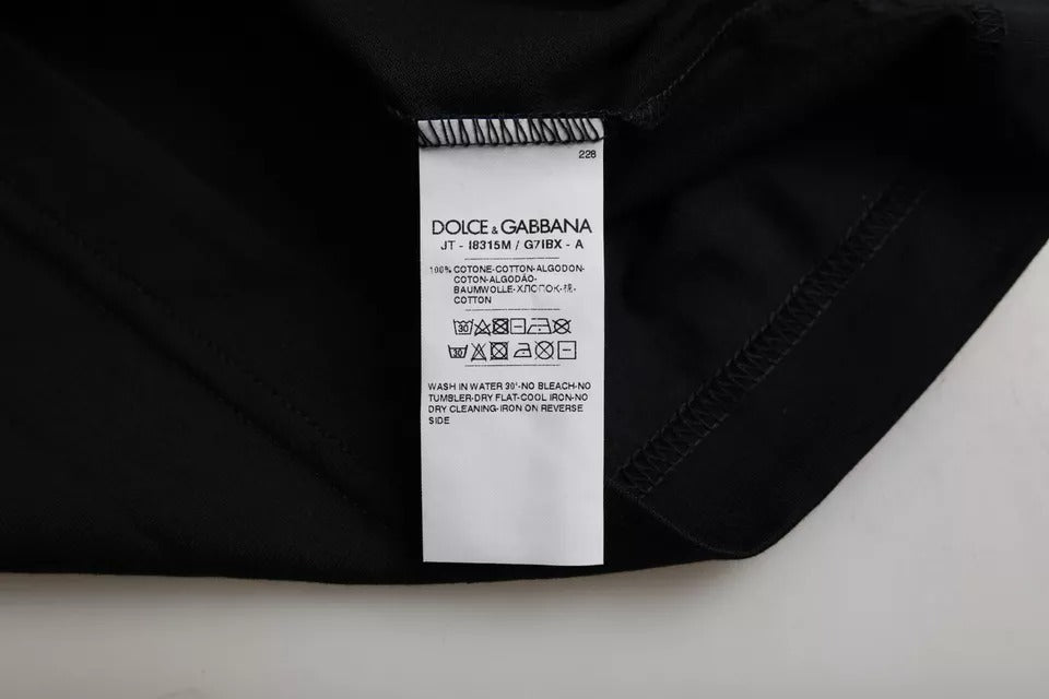 Dolce &amp;amp; Gabbana Svart bomulls-T-shirt med rund hals och korta ärmar för män