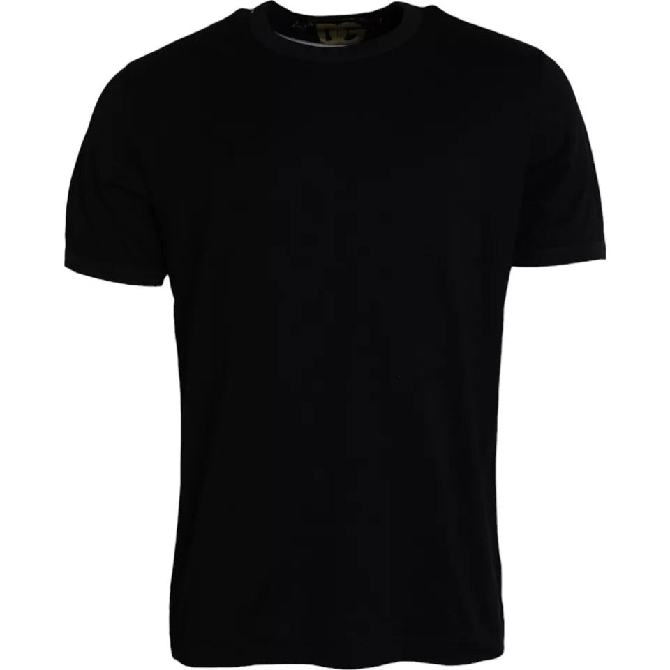 Dolce &amp;amp; Gabbana Svart bomulls-T-shirt med rund hals och korta ärmar för män