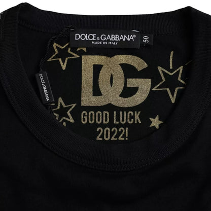 Dolce &amp;amp; Gabbana Svart bomulls-T-shirt med rund hals och korta ärmar för män
