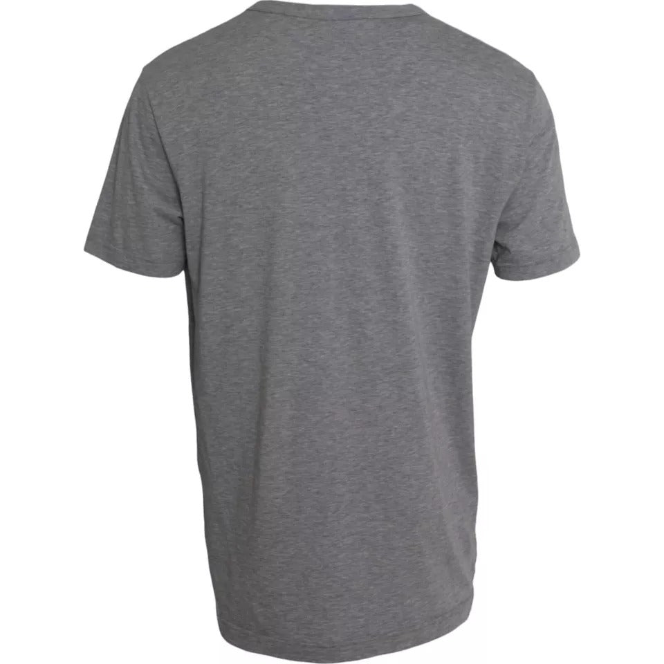Dolce &amp;amp; Gabbana Grå Grafiskt Tryckt Bomulls-T-shirt Rund Halsad