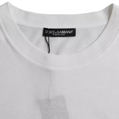 Dolce &amp;amp; Gabbana Vit bomulls-t-shirt med rund hals och kort ärm