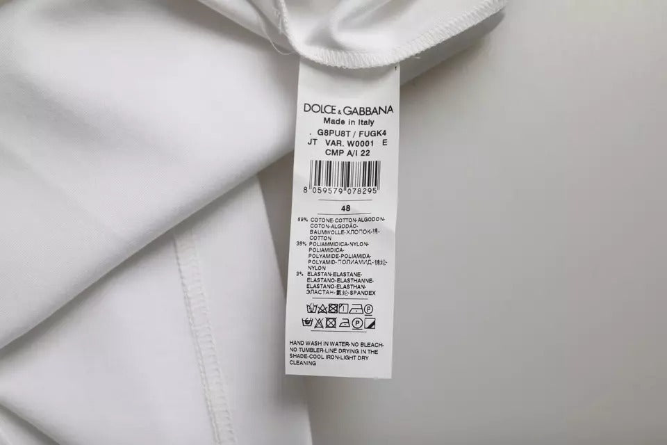 Dolce &amp;amp; Gabbana Vit bomulls-t-shirt med rund hals och kort ärm