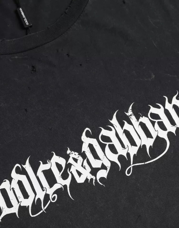 Dolce &amp;amp; Gabbana svart t-shirt med korta ärmar i bomull och grafiskt tryck