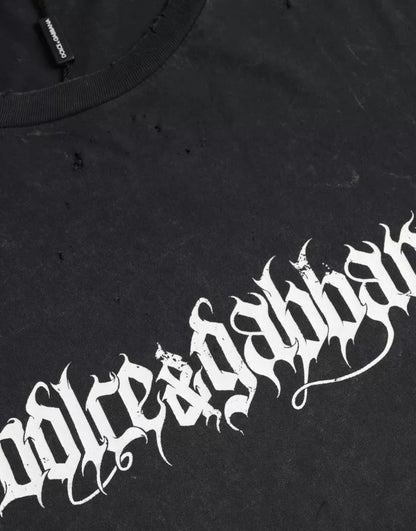 Dolce &amp;amp; Gabbana svart t-shirt med korta ärmar i bomull och grafiskt tryck