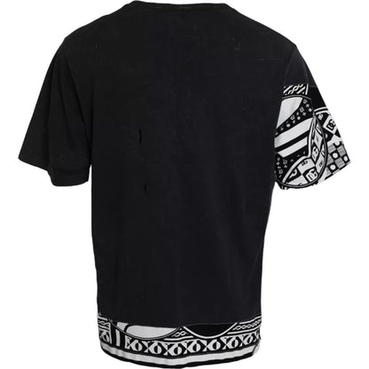 Dolce &amp;amp; Gabbana svart t-shirt med korta ärmar i bomull och grafiskt tryck