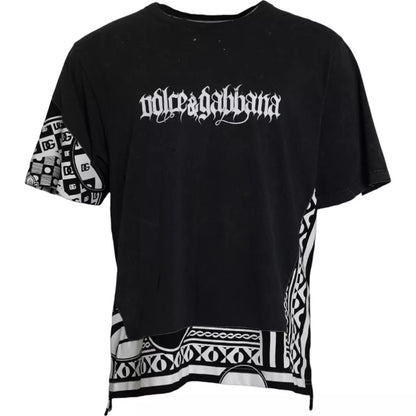 Dolce &amp;amp; Gabbana svart t-shirt med korta ärmar i bomull och grafiskt tryck