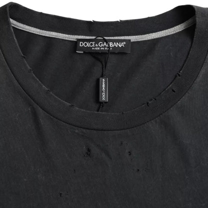 Dolce &amp;amp; Gabbana svart t-shirt med korta ärmar i bomull och grafiskt tryck