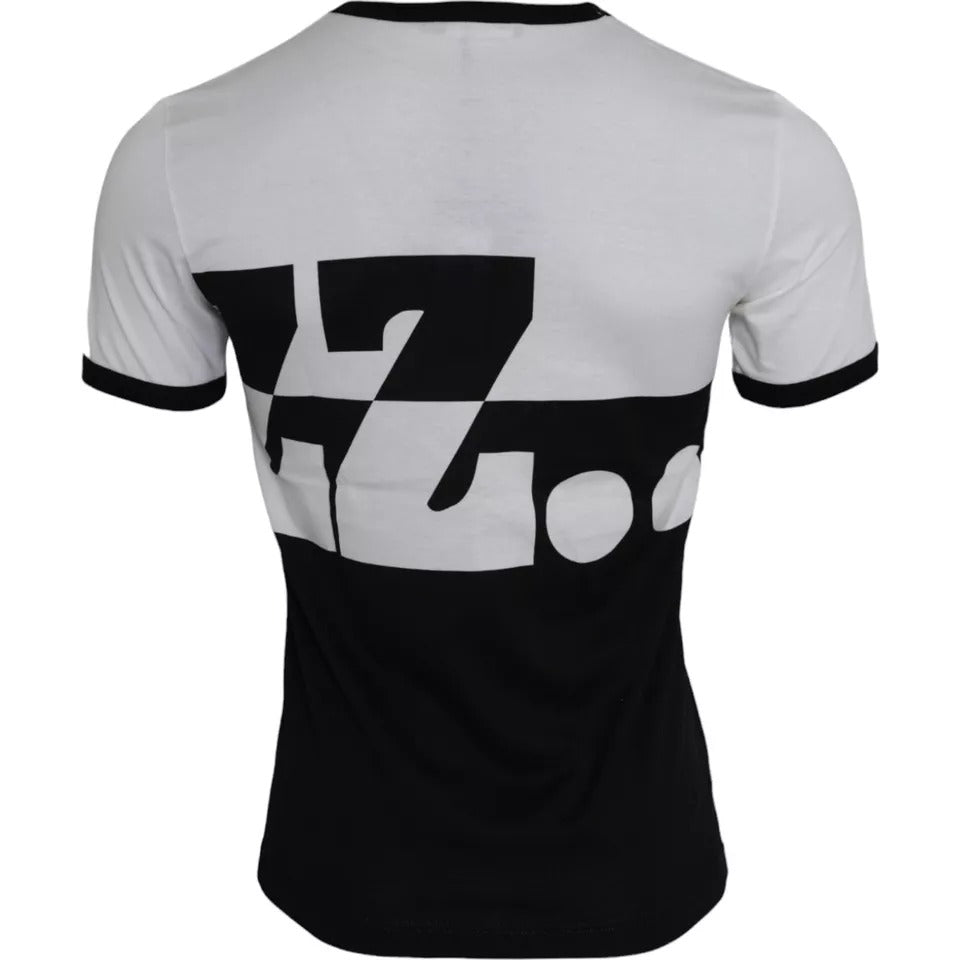 Dolce &amp;amp; Gabbana Svartvit Jazzmönstrad Bomulls-T-shirt med Korta Ärmar