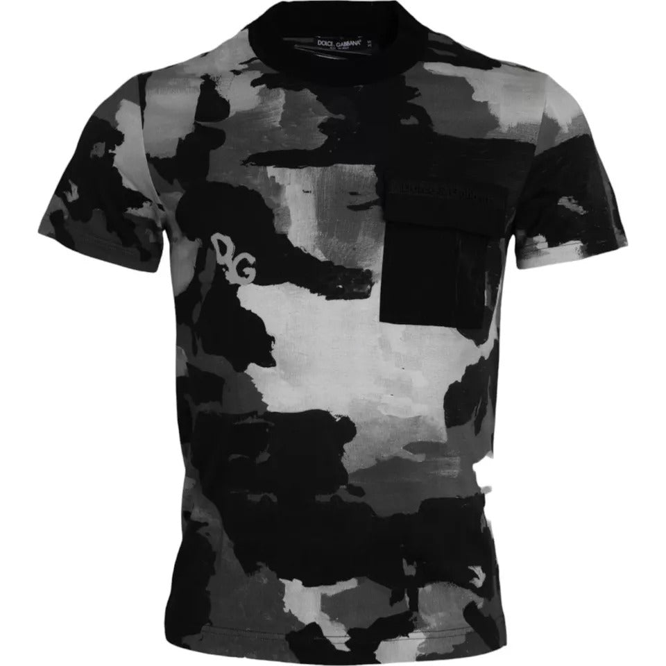 Dolce &amp;amp; Gabbana Flerfärgad Kamouflage Bomulls-T-shirt med Rund Halsringning