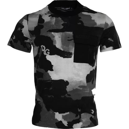 Dolce &amp;amp; Gabbana Flerfärgad Kamouflage Bomulls-T-shirt med Rund Halsringning