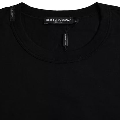Dolce &amp;amp; Gabbana svart t-shirt med rund hals och präglad logotyp
