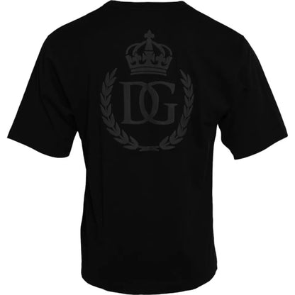 Dolce &amp;amp; Gabbana svart t-shirt med rund hals och präglad logotyp