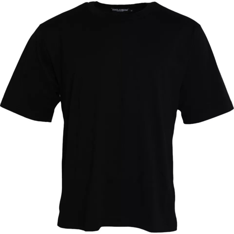 Dolce &amp;amp; Gabbana svart t-shirt med rund hals och präglad logotyp