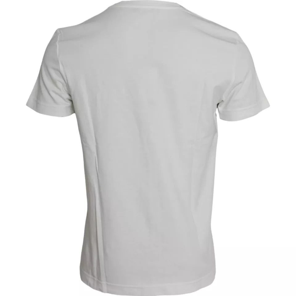Dolce &amp;amp; Gabbana Vit Bandana Mönstrad Bomull Kortärmad Herr T-shirt