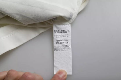 Dolce &amp;amp; Gabbana Vit Bandana Mönstrad Bomull Kortärmad Herr T-shirt