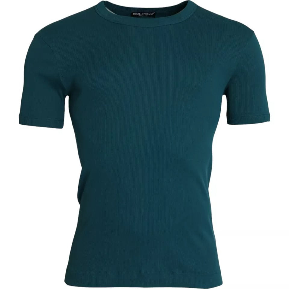 Dolce &amp;amp; Gabbana Blågrön Bomull Rundhalsad Kortärmad T-shirt