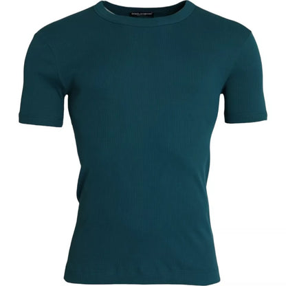 Dolce &amp;amp; Gabbana Blågrön Bomull Rundhalsad Kortärmad T-shirt