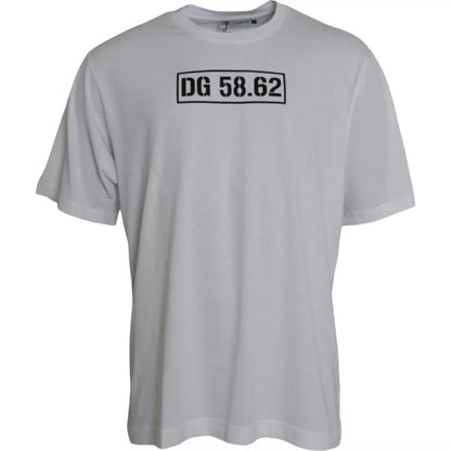 Dolce &amp;amp; Gabbana Vit Logotyp Rund Hals Kortärmad T-shirt