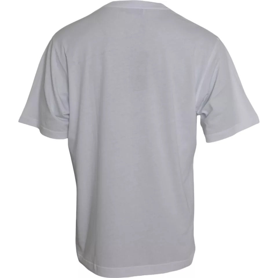 Dolce &amp;amp; Gabbana Vit Logotyp Rund Hals Kortärmad T-shirt