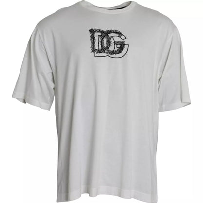 Dolce &amp;amp; Gabbana Vit Logotyp Rund Hals Kortärmad T-shirt
