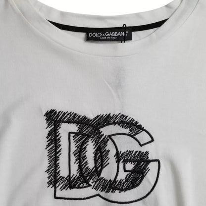 Dolce &amp;amp; Gabbana Vit Logotyp Rund Hals Kortärmad T-shirt