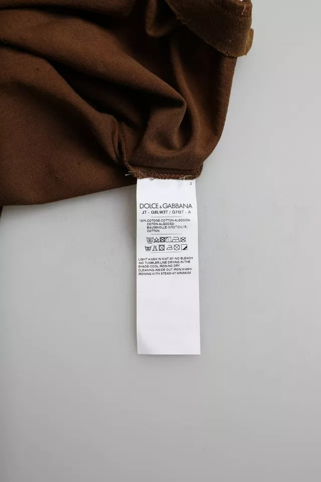 Dolce &amp; Gabbana Brown Color Splash Cotton Crew Neck T-shirt