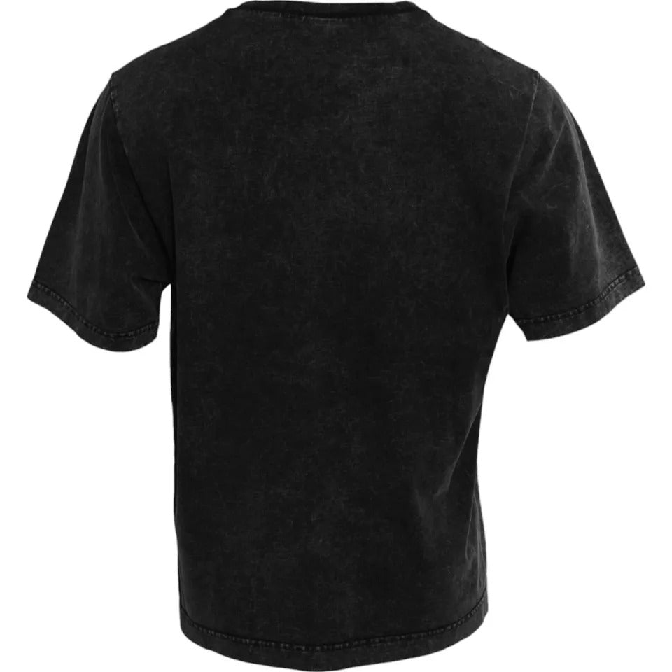 Dolce &amp;amp; Gabbana svart logotyptryck bomulls-t-shirt med rund hals för män