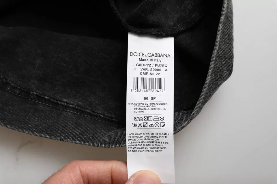Dolce &amp;amp; Gabbana svart logotyptryck bomulls-t-shirt med rund hals för män