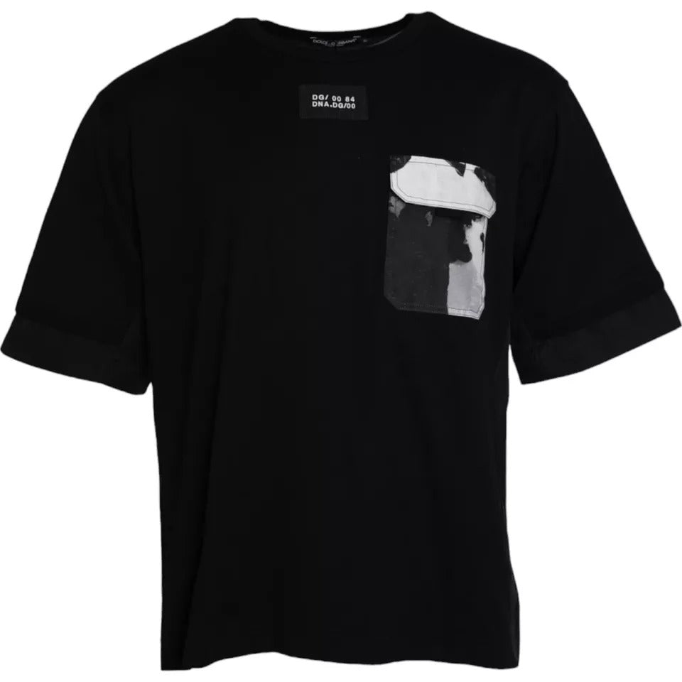 Dolce &amp;amp; Gabbana Svart Bomullsficka Kortärmad Herr T-shirt