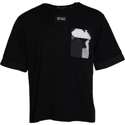 Dolce &amp;amp; Gabbana Svart Bomullsficka Kortärmad Herr T-shirt