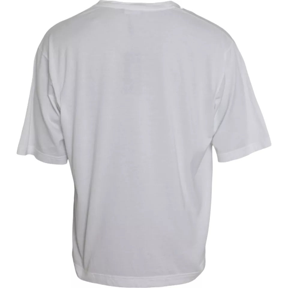 Dolce &amp;amp; Gabbana Vit bomulls-t-shirt med rund hals och kort ärm