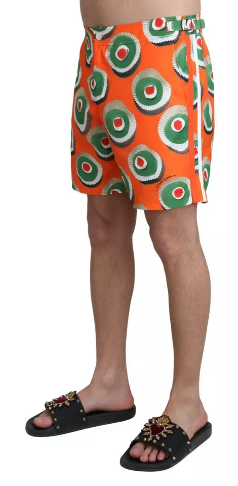 Dolce &amp;amp; Gabbana Orange Cupcake Beachwear Shorts Badkläder