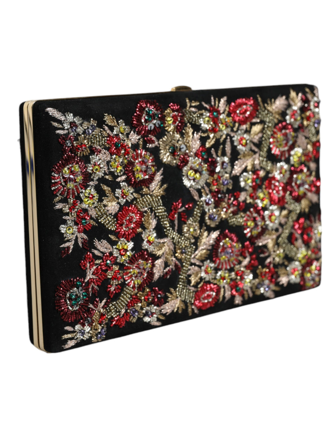 Dolce &amp;amp; Gabbana Flerfärgad Blommig Guldfärgad Kuvertväska med Ram