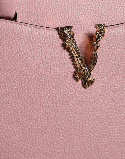 Versace Rosa Liten Axelremsväska i Kalvskinn med Topphandtag