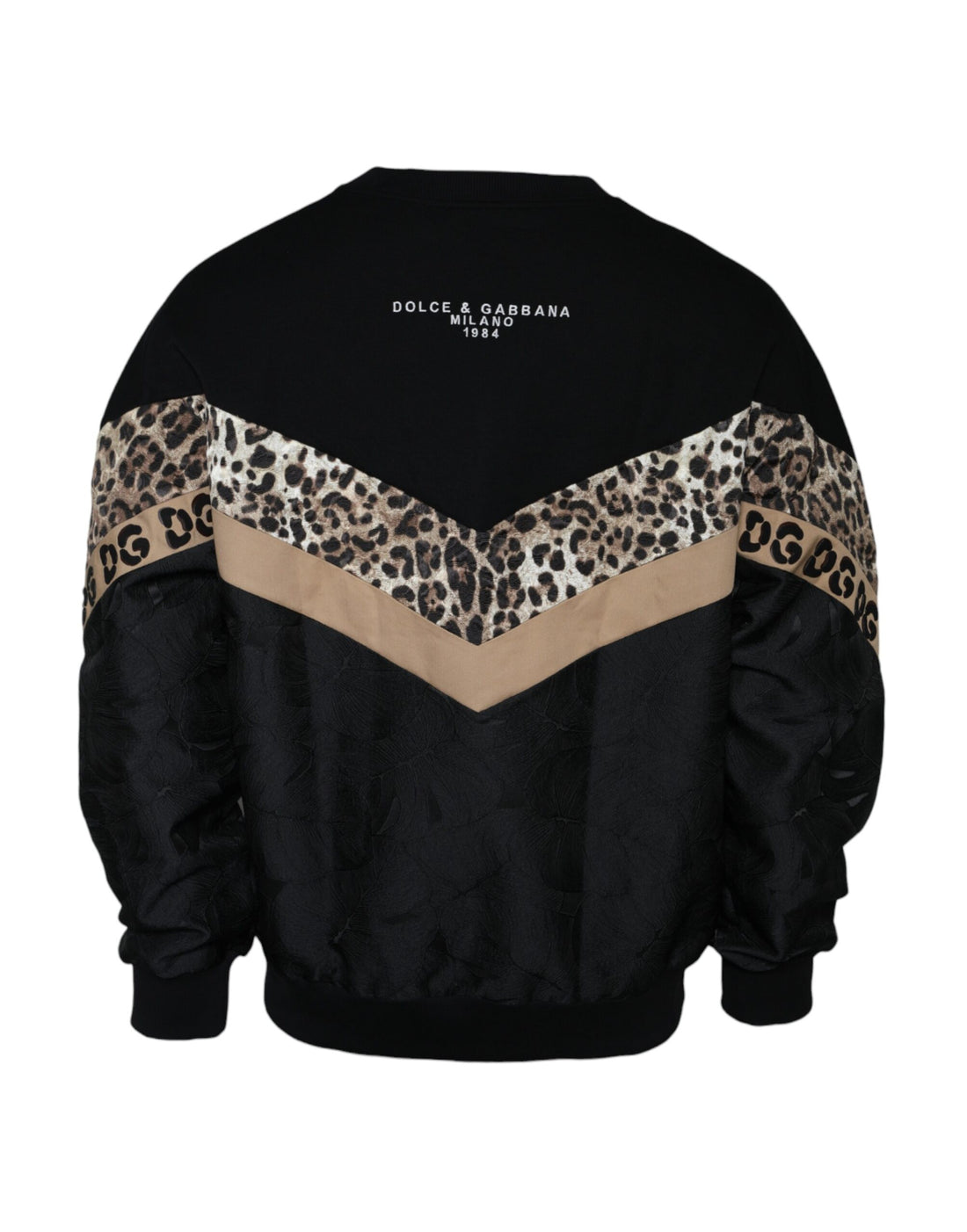 Dolce &amp; Gabbana Black Leopard Crew Neck Sweatshirt Sweater
