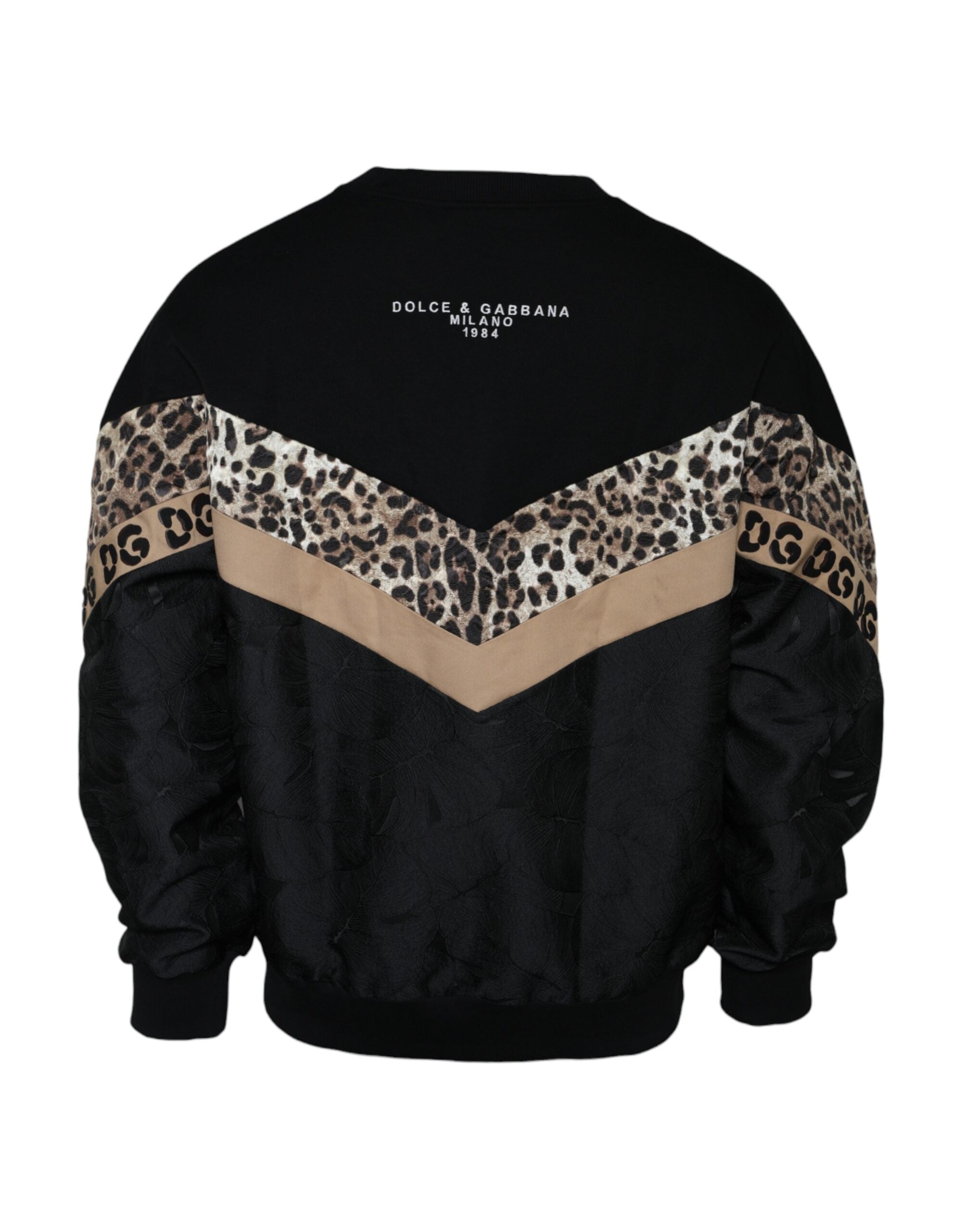Dolce &amp; Gabbana Black Leopard Crew Neck Sweatshirt Sweater