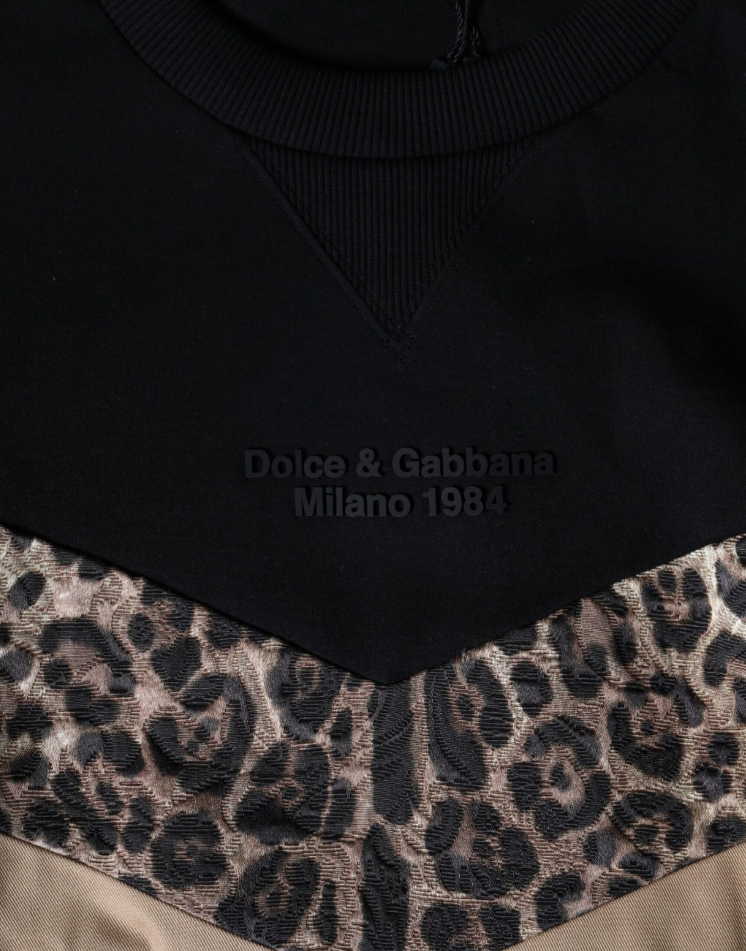 Dolce &amp; Gabbana Black Leopard Crew Neck Sweatshirt Sweater