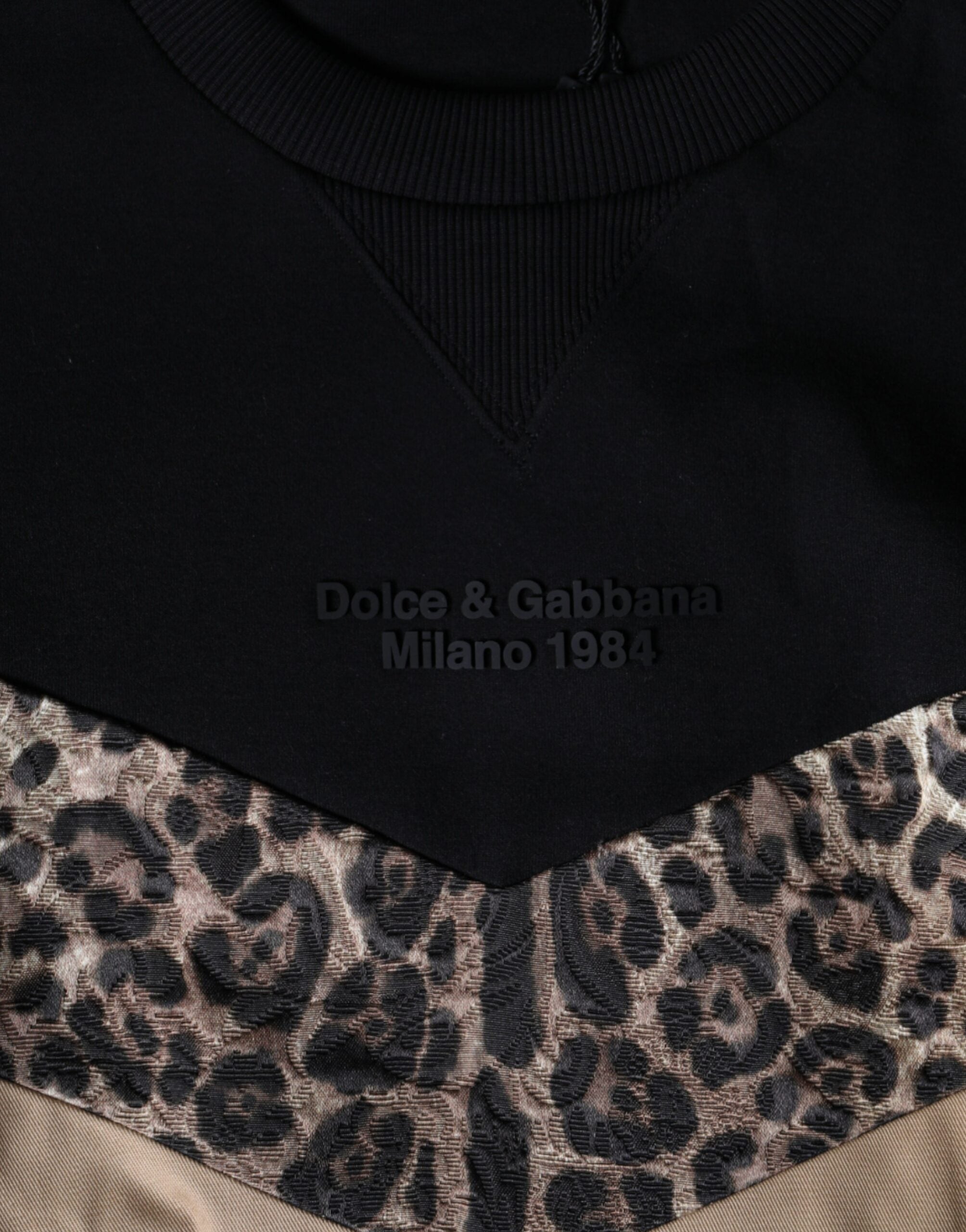 Dolce &amp; Gabbana Black Leopard Crew Neck Sweatshirt Sweater