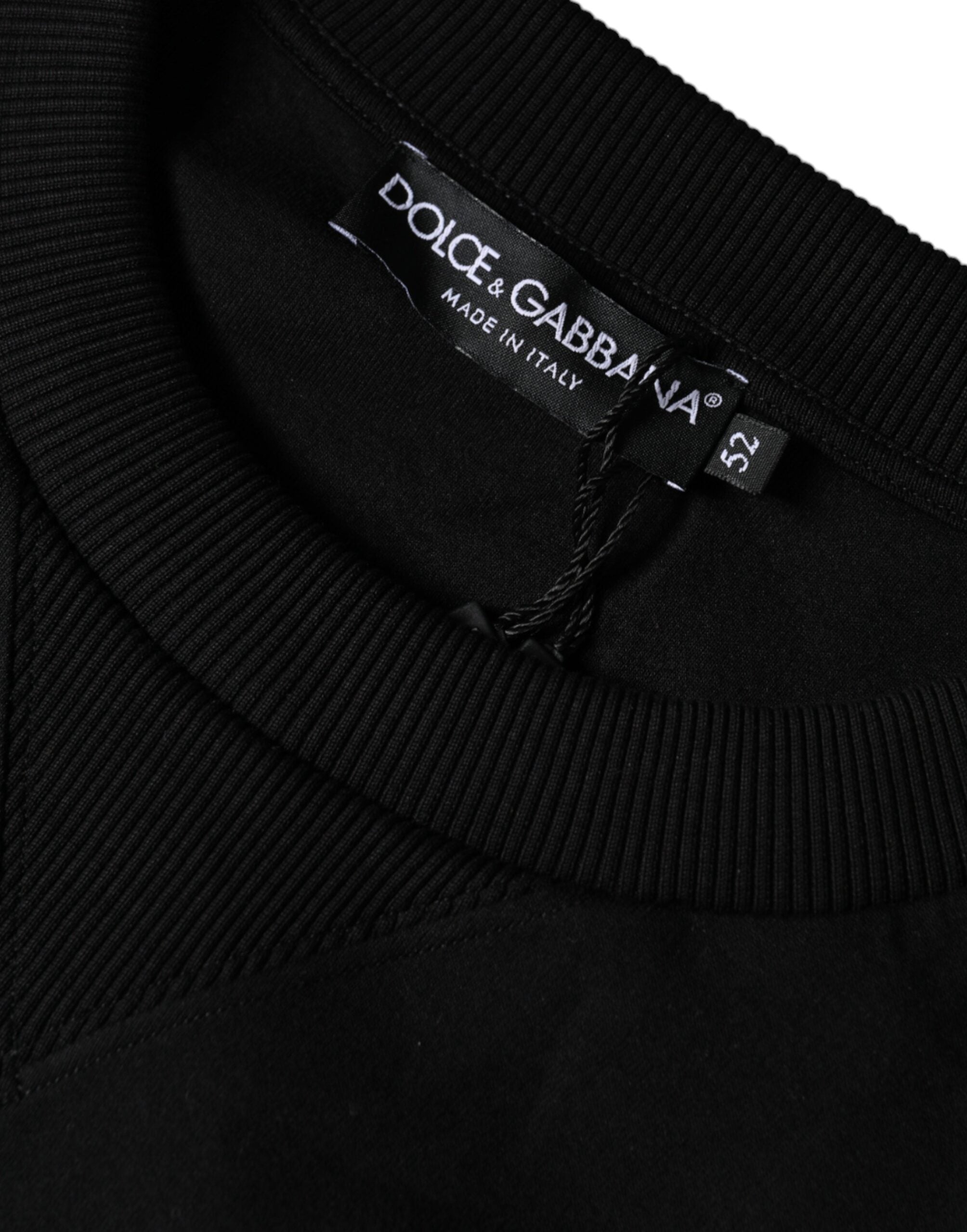 Dolce &amp; Gabbana Black Leopard Crew Neck Sweatshirt Sweater
