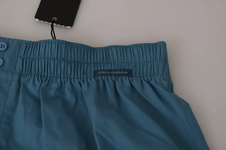 Dolce &amp; Gabbana Blue Cotton Regular Boxer Shorts Underwear