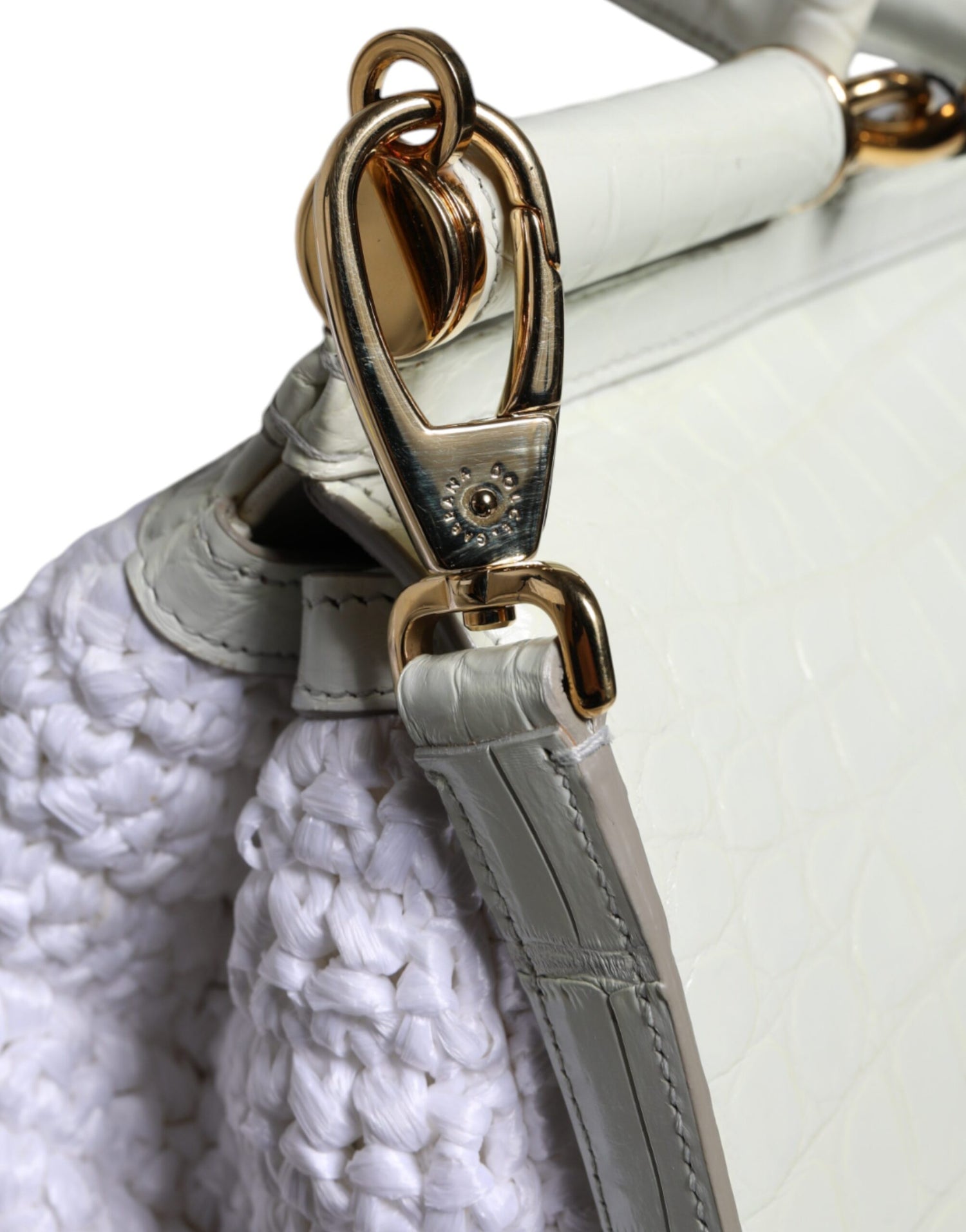 Dolce &amp;amp; Gabbana Vit Rafia Läder Sicily Axelremsväska