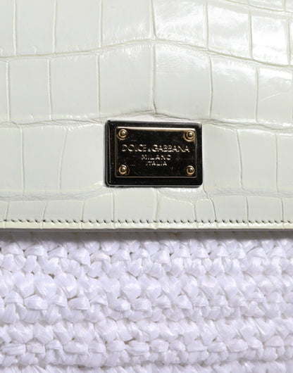 Dolce &amp;amp; Gabbana Vit Rafia Läder Sicily Axelremsväska