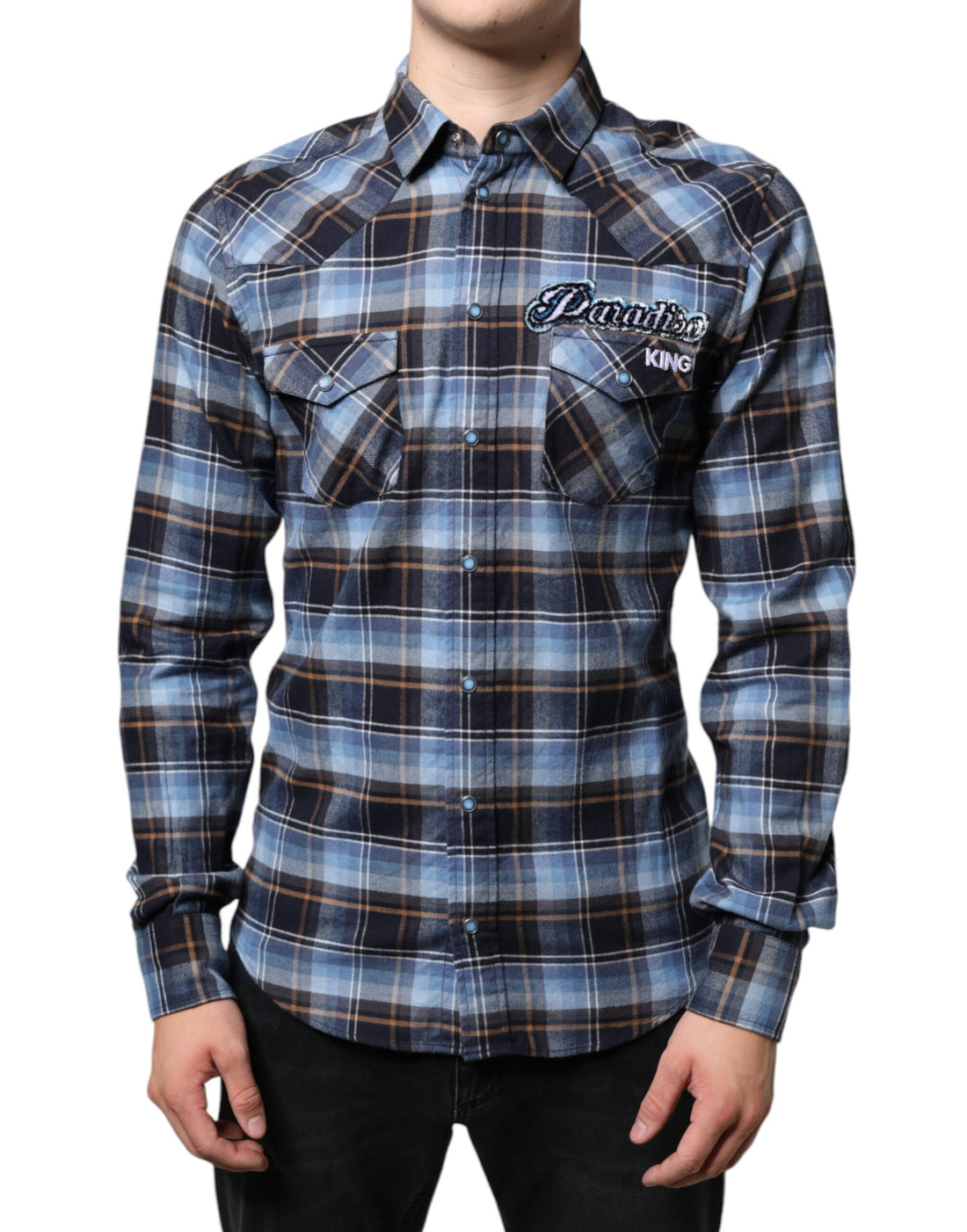 Dolce &amp;amp; Gabbana Flerfärgad Rutig Paradiso Patch Slim Fit Skjorta