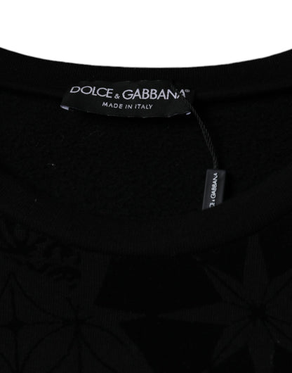 Dolce &amp; Gabbana Black Printed Crew Neck Sweatshirt Sweater