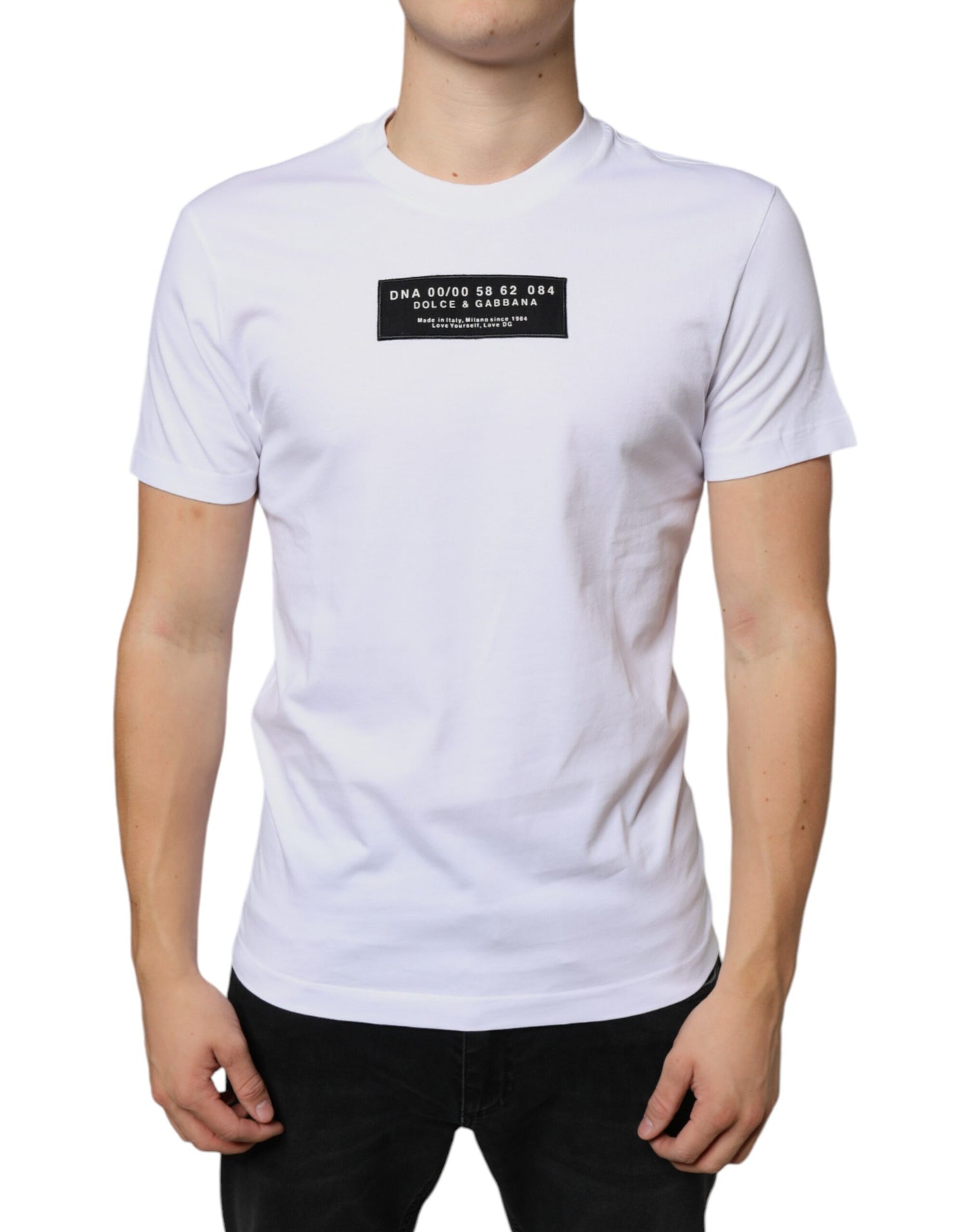 Dolce &amp;amp; Gabbana Vit bomull DG Applikation Casual T-shirt