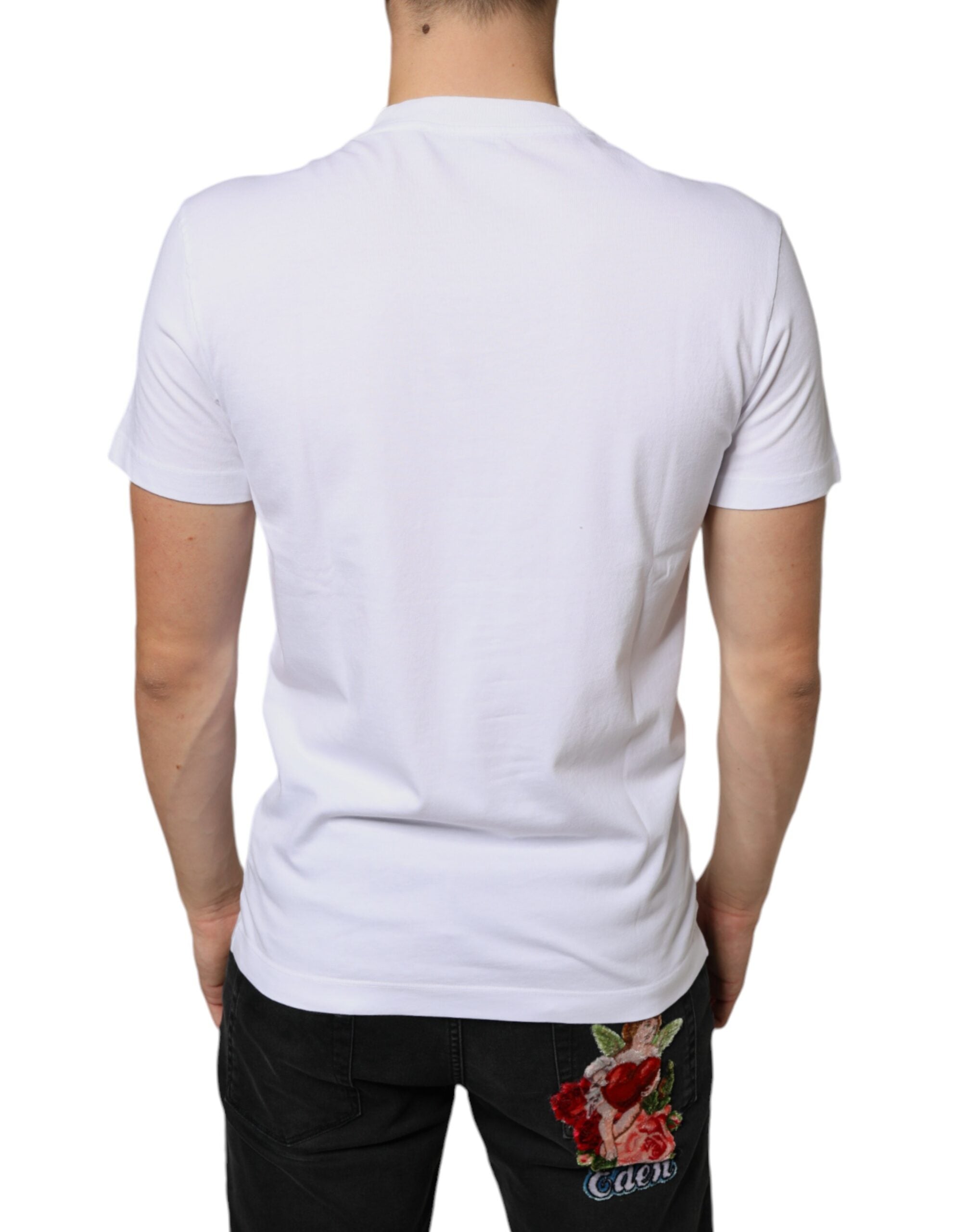 Dolce &amp;amp; Gabbana Vit bomull DG Applikation Casual T-shirt