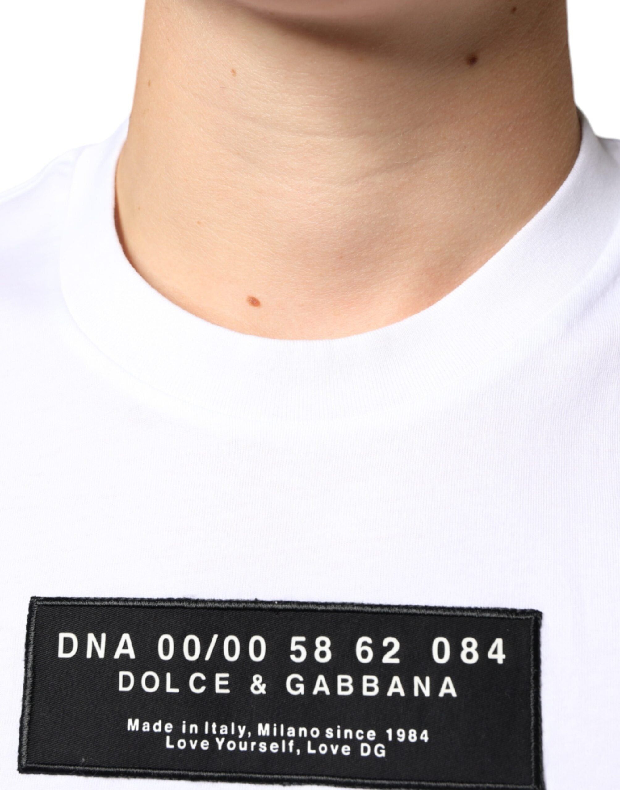 Dolce &amp;amp; Gabbana Vit bomull DG Applikation Casual T-shirt