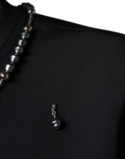 Dolce &amp;amp; Gabbana Svart Polyester Halsband Utsmyckad T-shirt