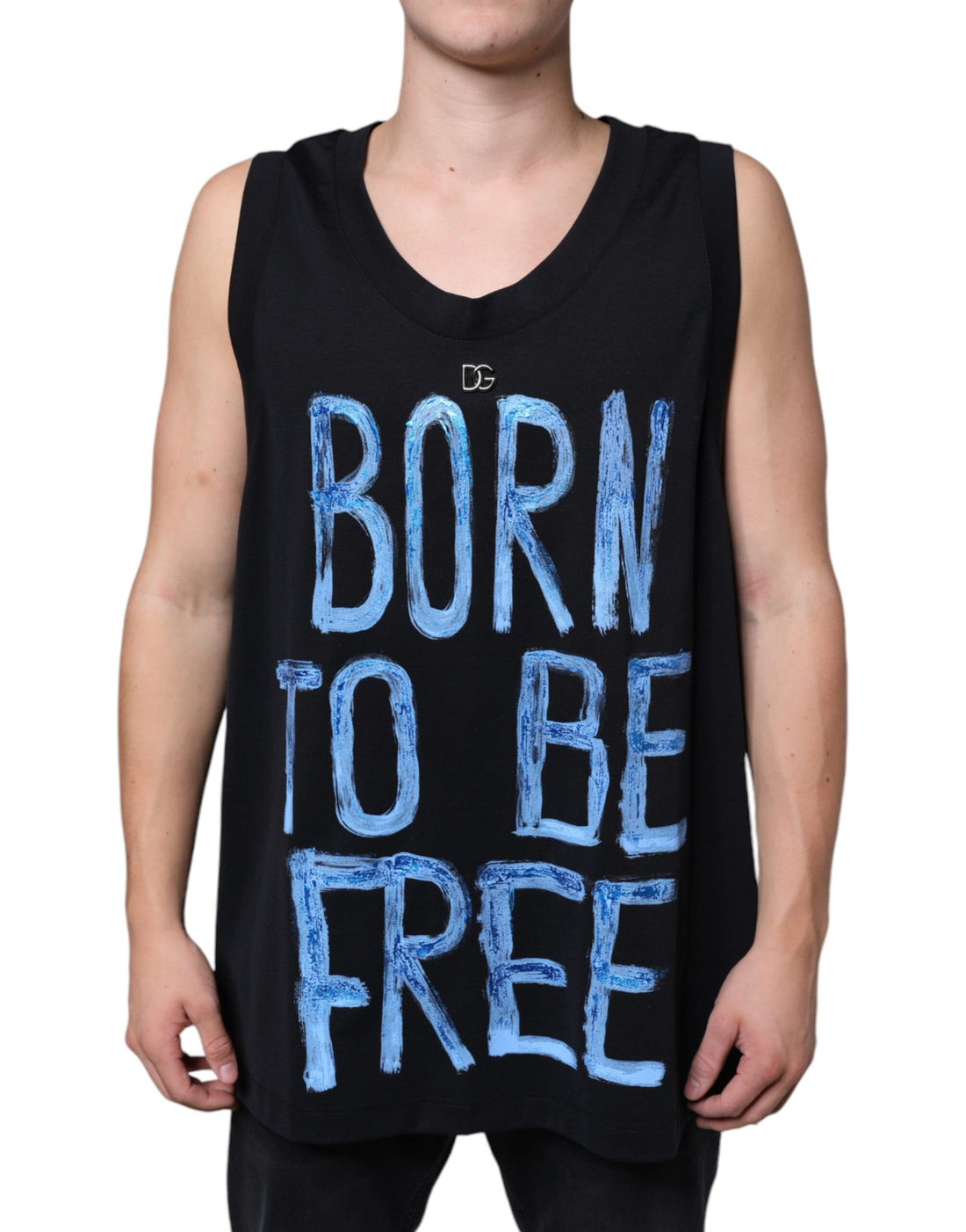 Dolce &amp;amp; Gabbana Svart Bomull Born To Be Free Ärmlös T-shirt